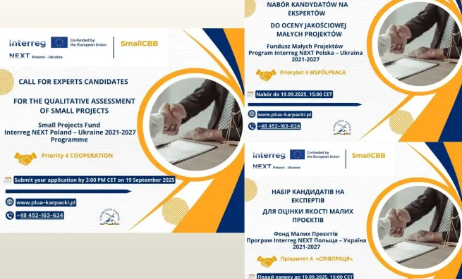 Call for experts for the qualitative assessment of small projects under the Interreg NEXT Poland – Ukraine 2021-2027 Programme